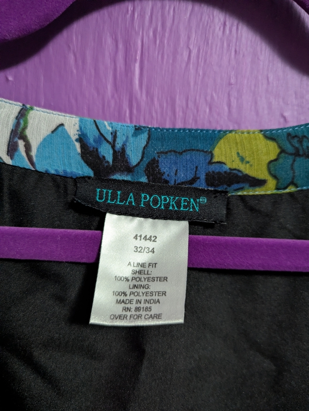 Ulla Popken Black White Colorful Floral Button Down Lined Blouse 6X 32 34 - Picture 2 of 3